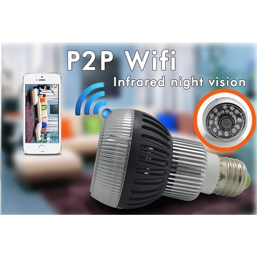 מצלמת IP אלחוטית נסתרת במנורת לד עם מיקרופון