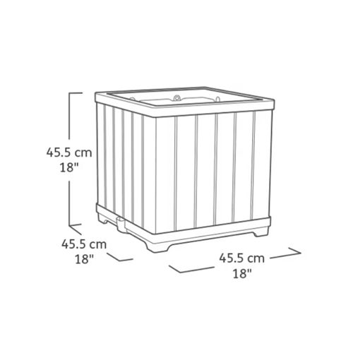 עציץ דקו מרובע דמוי עץ בגווני חום מבית KETER