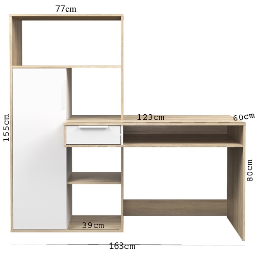 עמדת עבודה עם שולחן כתיבה וספרייה מבית HOME DECOR