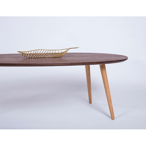 שולחן קפה מעץ טבעי בצורת טיפה בסגנון סקנדינבי