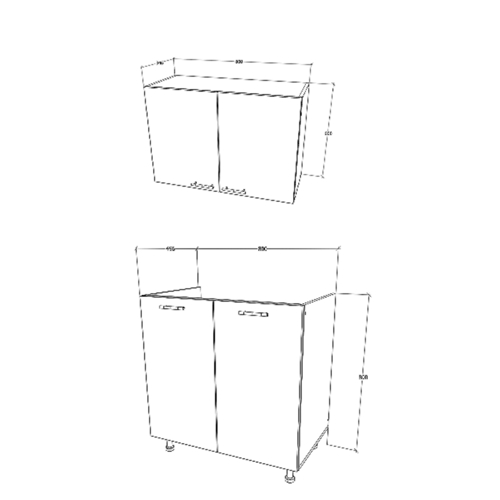 ארונות מטבח ברוחב 80 ס"מ עליון ותחתון מליבו לבן