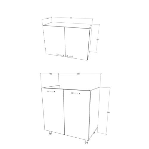 ארונות מטבח ברוחב 80 ס"מ עליון ותחתון מליבו אלון