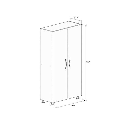 ארון חדר שינה הכולל 2 דלתות. דגם 2706 מבית H.KLEIN