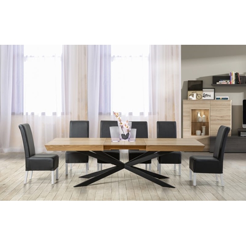 שולחן פינת אוכל מפואר עם רגלי ברזל בצבע שחור