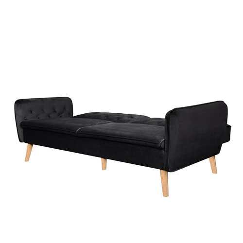 ספה תלת מושבית נפתחת למיטה רחבה מרופדת בד קטיפה