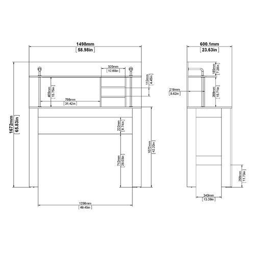 שולחן כתיבה עם מדפים ותאי אחסון מבית HOME DECOR