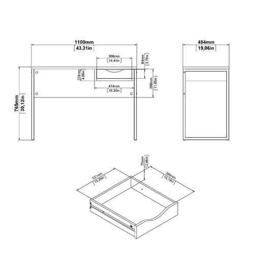 שולחן כתיבה עם מגירה ורגלי ברזל תוצרת דנמרק