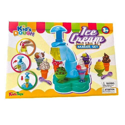ערכת יצירה בבצק לילדים מכונת גלידה עם גביעים וכפות