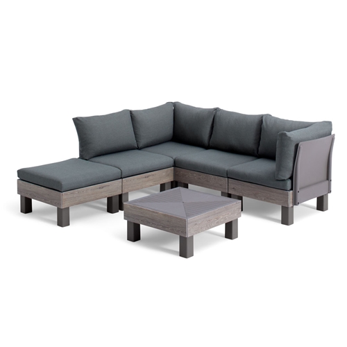 פינת ישיבה מודולארית אלמנטס קפוצ'ינו וכריות ירוקות