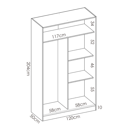 ארון הזזה 120 ס"מ 2 דלתות תוצרת ספרד HOME DECOR