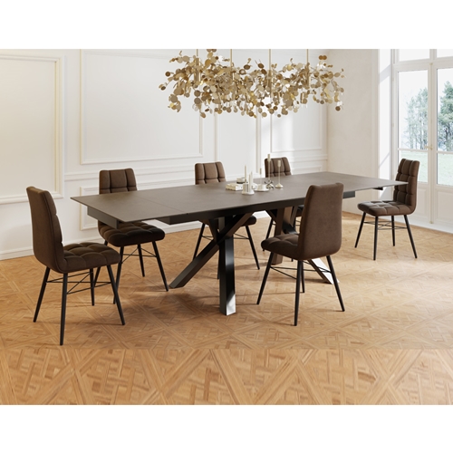 פינת אוכל מפוארת עם שולחן קרמיקה 1.8 מ' + 6 כסאות