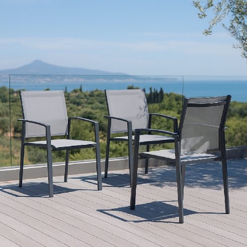 שולחן מאלומיניום אמסטרדם אפור מתארך ל 2.43 מטר