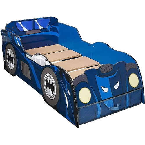 מיטת ילדים כחולה מעץ דגם באטמן כולל מגירת אחסון