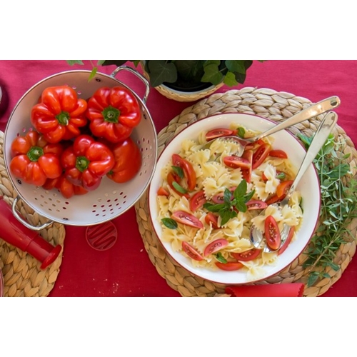 סט כלי הגשה 14 חלקים קורל פס אדום תוצרת קורנינג