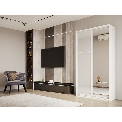 ארון הזזה 120 ס"מ+דלת מראה ומגירות ערן HOME DECOR