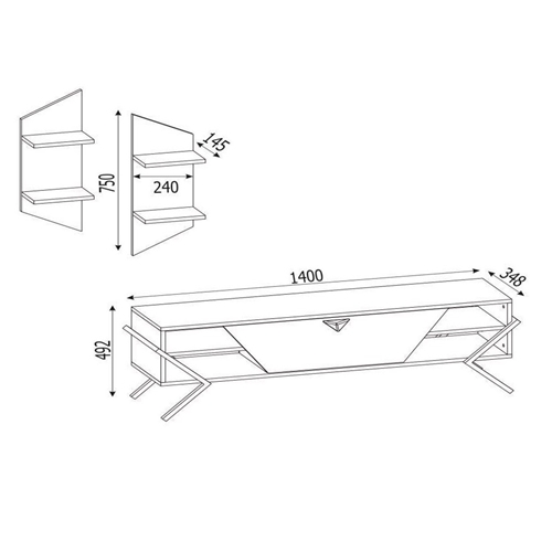 מזנון טלוויזיה עם מדפים דגם פרגו DE7232 מבית HOMAX