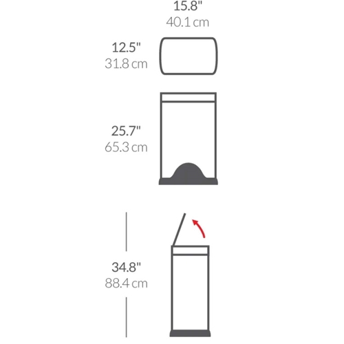 פח דוושה מלבני מאט 38 ליטר סימפלהיומן SIMPLEHUMAN