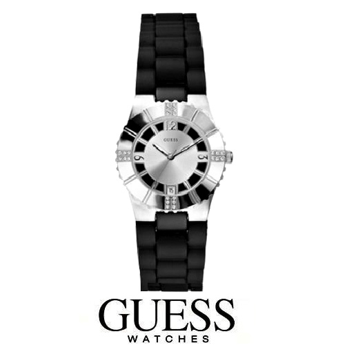 שעון משובץ קריסטלים עם רצועת סילקון GUESS