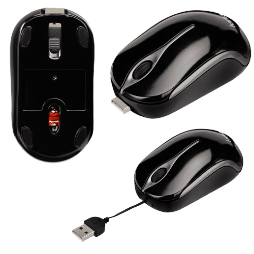 עכבר מיני אופטי עם כבל נשלף HAMA USB