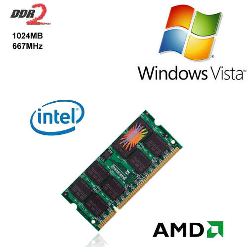 זיכרון למחשב נייד בנפח DDR2 1024MB במהירות 667Mh