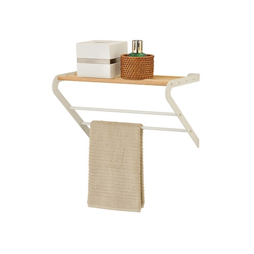 מדף לתליה ממתכת עם מדף מעץ מבית מדפית