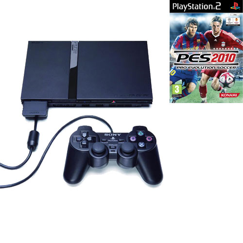 מכשיר PS 2 + משחק PES10 + שני בקרים