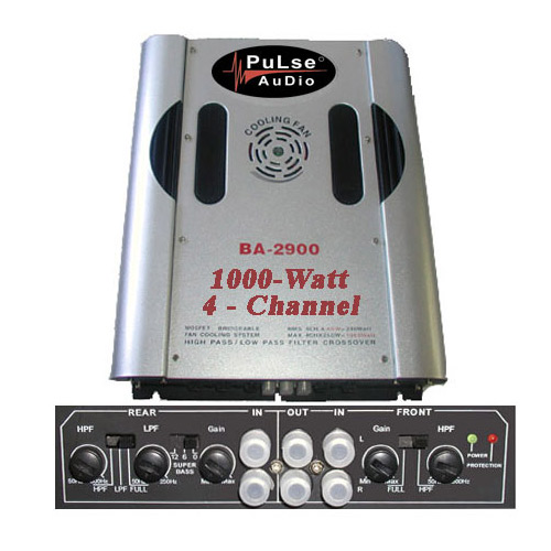 מגבר לרכב 4 יציאות  PULSE AUDIO 1000W