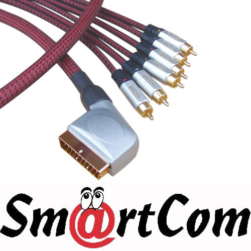 כבל 21 פינים ל- 6x RCA באורך 2 מטר SmartCom