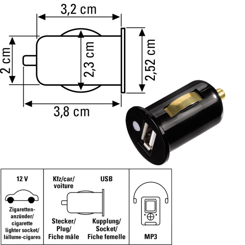 מטען USB לרכב הקטן בעולם HAMA