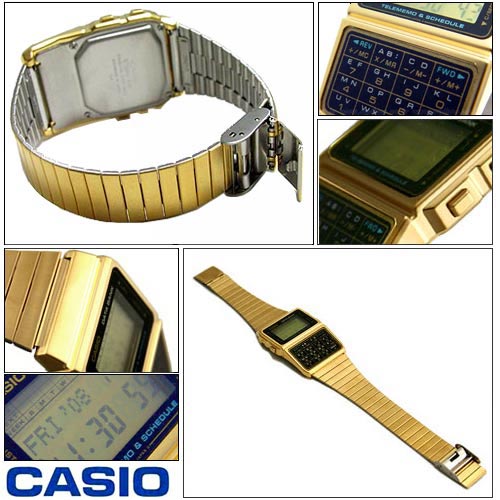 שעון עם מחשבון בעיצוב רטרו מוזהב CASIO