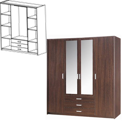 ארון 4 דלתות בשילוב מגירות  HOME D`ECOR