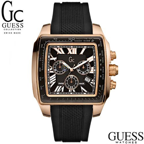שעון כרונוגרף מרובע זהב אדום לגבר GUESS
