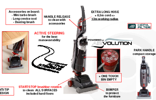 שואב אבק חובט עם ניווט קל HOOVER דגם SL-8123