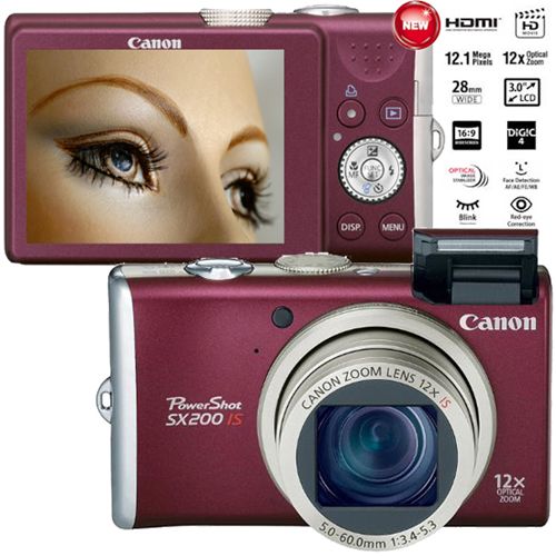 מצלמה דיגיטלית 12.1 מגה Canon SX200 + מתנות