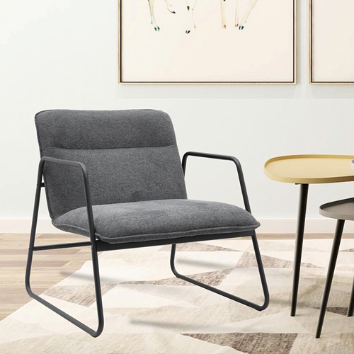 כורסה מעוצבת בריפוד בד ורגלי ברזל דגם פרדייז HOME