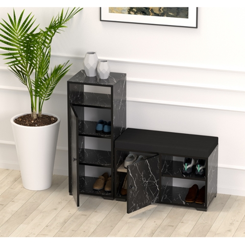 ארון נעליים דגם דנה משולב ספסל מרופד תואם דאבל