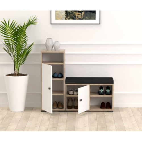 ארון נעליים דגם דנה משולב ספסל מרופד תואם דאבל