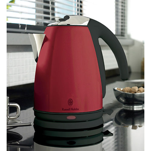 קומקום נירוסטה 3000W בצבע אדום RUSSELL HOBBS