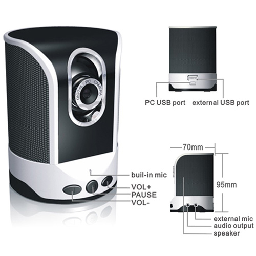 מצלמת אינטרנט 1.3MP כוללת מיקרופון ורמקול מובנה