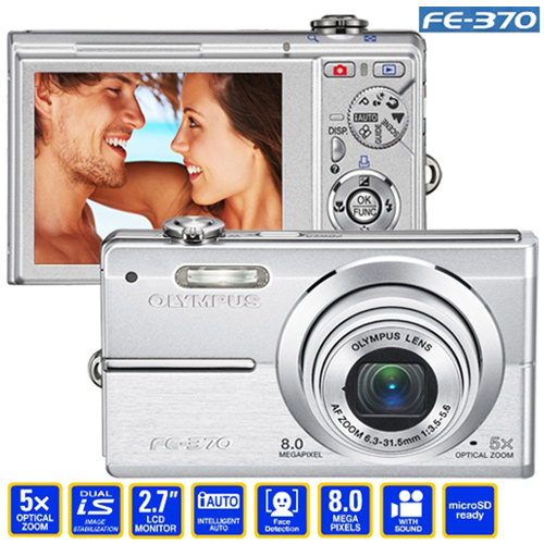 מצלמה דיגיטלית 8 מגה זום Olympus FE370+מתנה