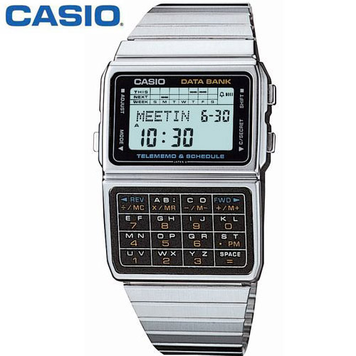 שעון עם מחשבון בעיצוב רטרו כסוף CASIO