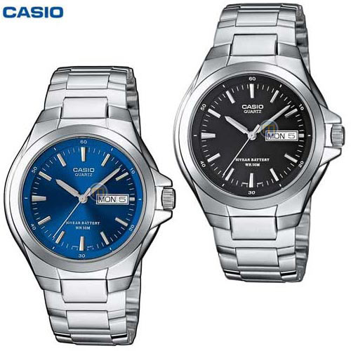 שעון אנלוגי יוקרתי עשוי פלדה עם תאריכון CASIO