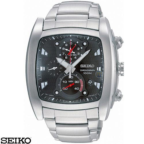 שעון כרונוגרף פלדה מלבני ויוקרתי SEIKO