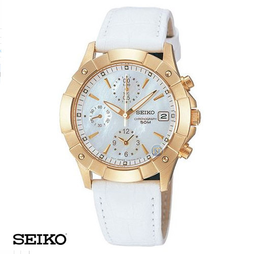 שעון כרונוגרף מוזהב לאישה SEIKO