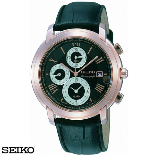 שעון כרונוגרף זהב אדום מעוצב לגבר SEIKO