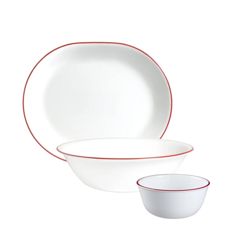 סט כלי הגשה 3 חלקים קורל פס אדום Z29087 קורנינג