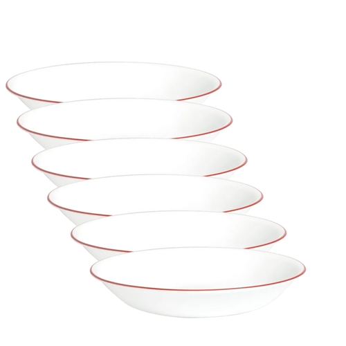 6 צלחות פסטה קורל פס אדום דגם Z29090 קורנינג