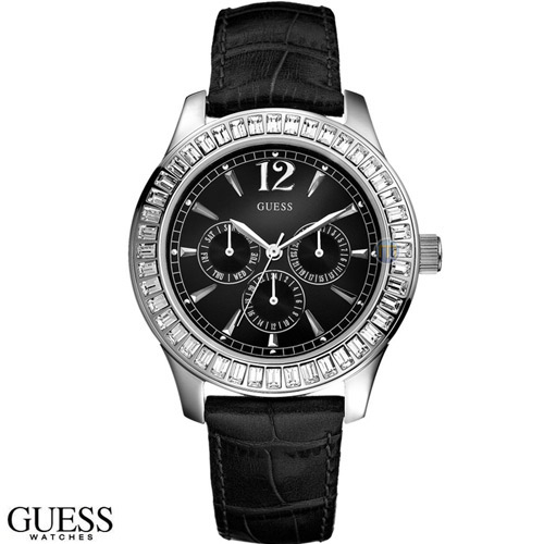 שעון מעוצב לאישה עם קריסטלים נוצצים GUESS