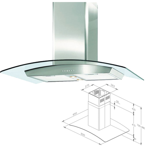 קולט אדים ארובה-אי 90 ס"מ DELONGHI ד:CHI 954