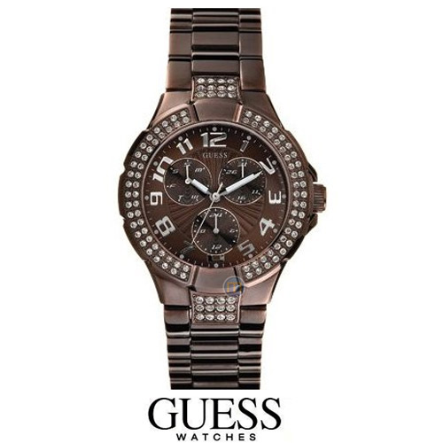 שעון ברונזה בשיבוץ קריסטלים לאישה GUESS